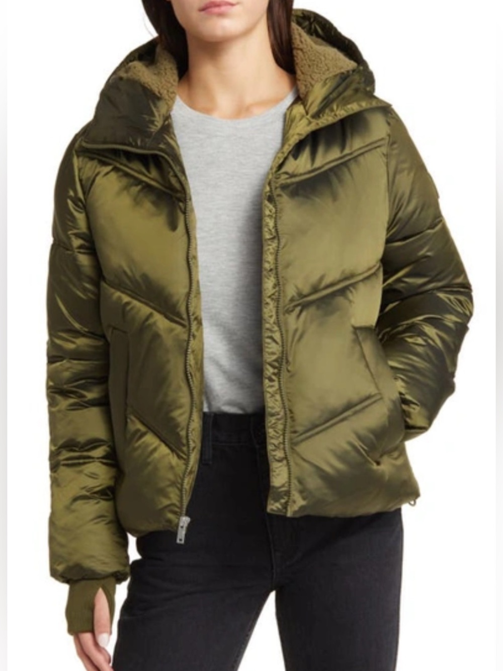 UGG Ronney Burnt Olive Hooded Puffer Jacket Women’s Size Medium (NWT)